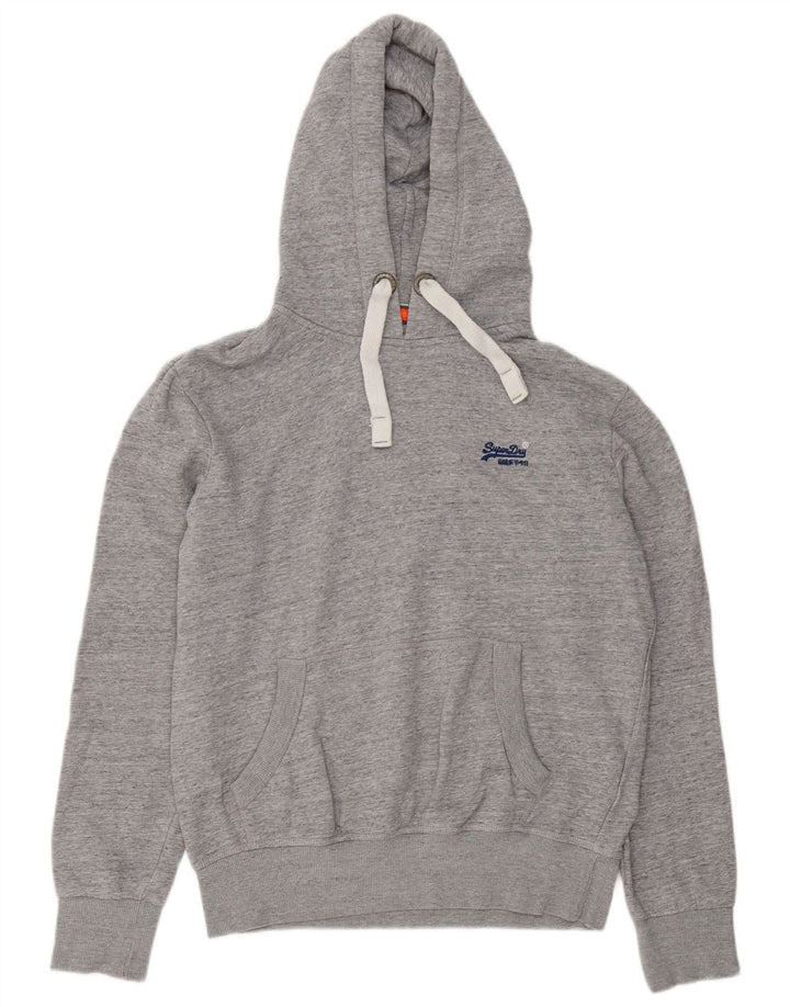 Maglione con cappuccio da uomo Superdry grande cotone chiazzato grigio