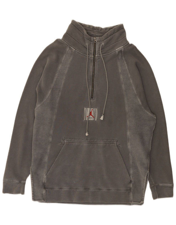 Felpa Jordan da uomo con zip e collo, in cotone grigio medio