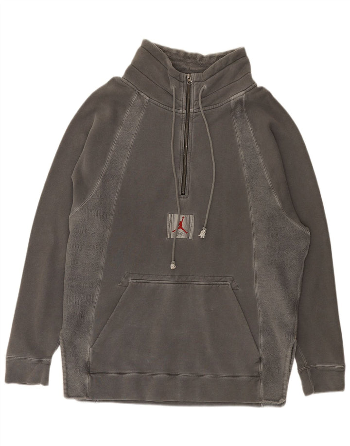 Felpa Jordan da uomo con zip e collo, in cotone grigio medio