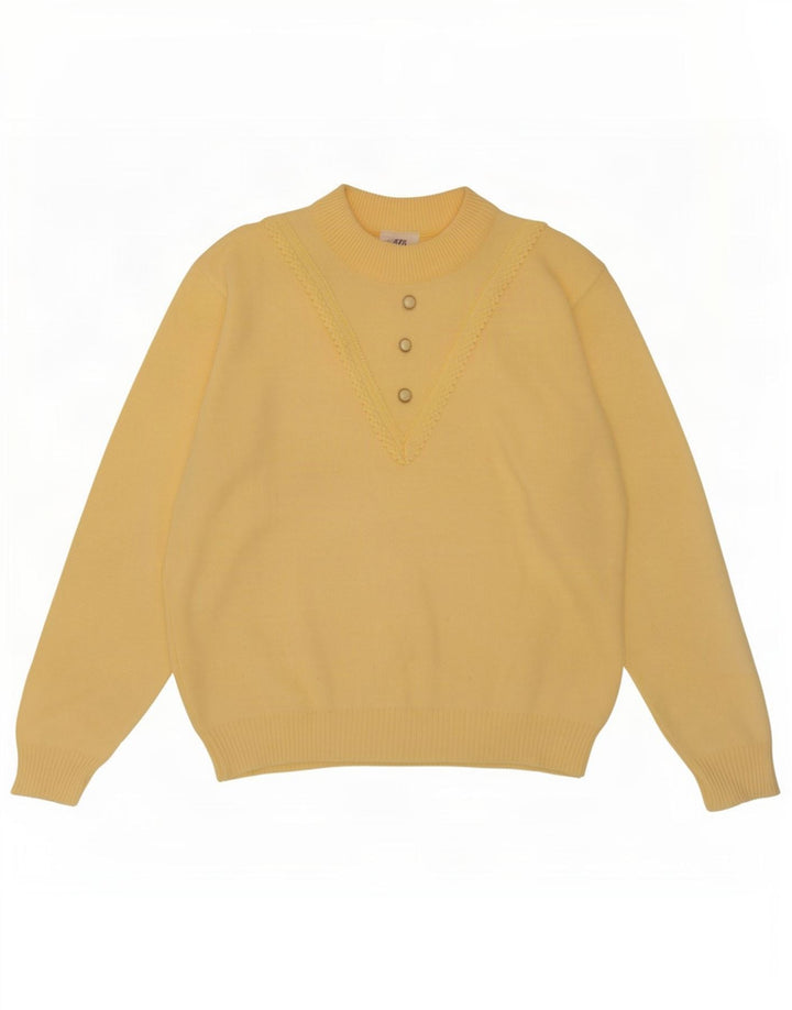 Maglione maglione girocollo da donna Snatch UK 14 Acrilico giallo medio