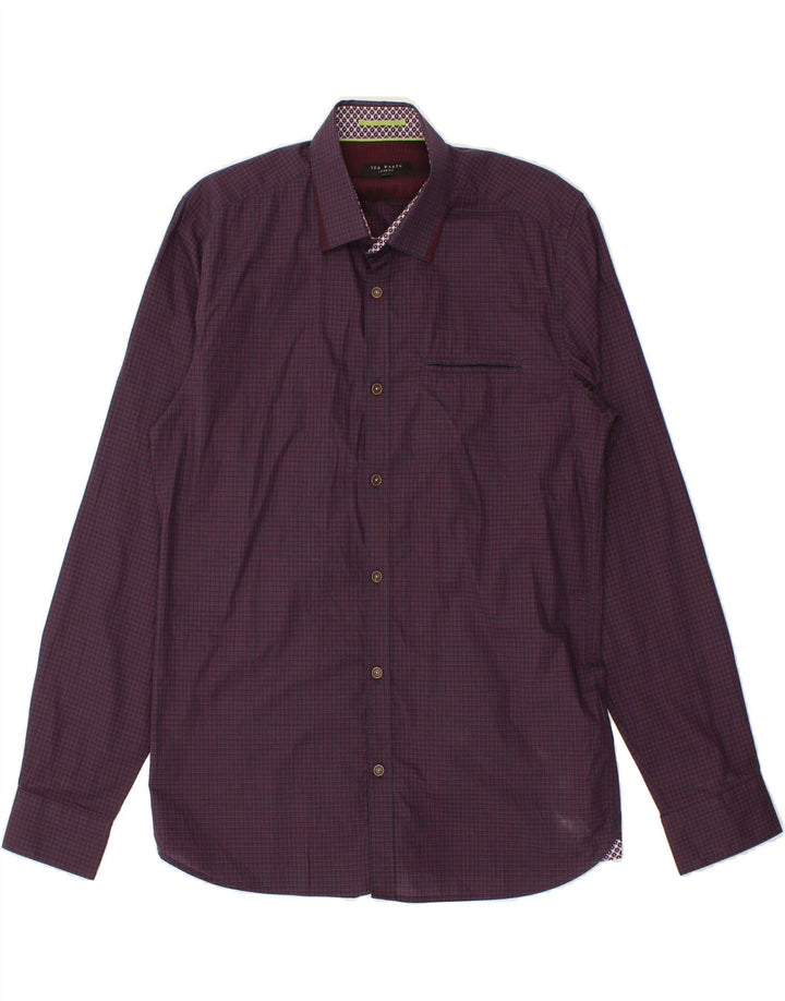 TED BAKER Mens London Shirt Size 3 Medium Purple Check Vintage Ted Baker and Second-Hand Ted Baker from Messina Hembry 
