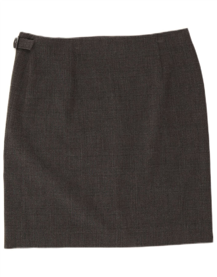 Gonna a portafoglio da donna Armani Jeans US 12 Large W34 Poliestere a quadri grigio