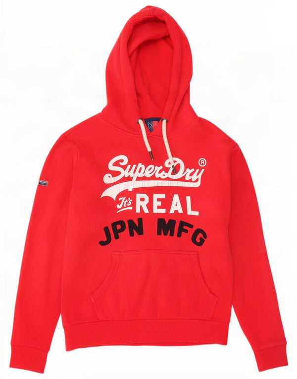 Felpa con cappuccio grafica da uomo Superdry grande in cotone rosso