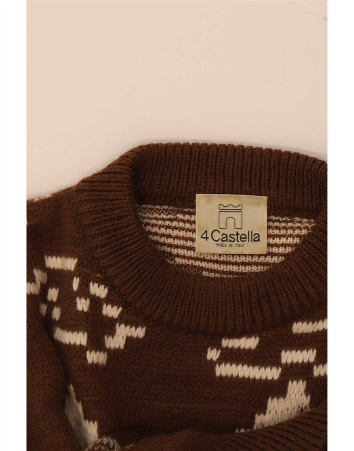 4 Castella Maglione girocollo con grafica da uomo IT 52 Large in lana marrone