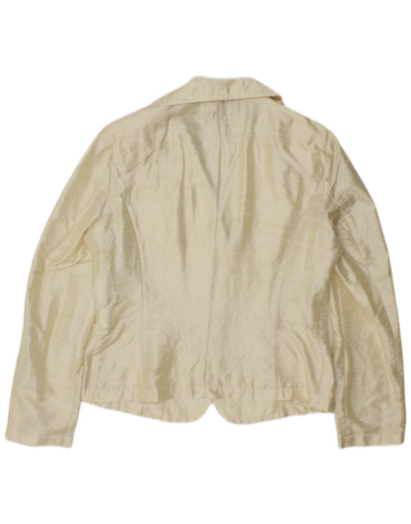 Giacca blazer vintage da donna a 2 bottoni IT 44 seta gialla media