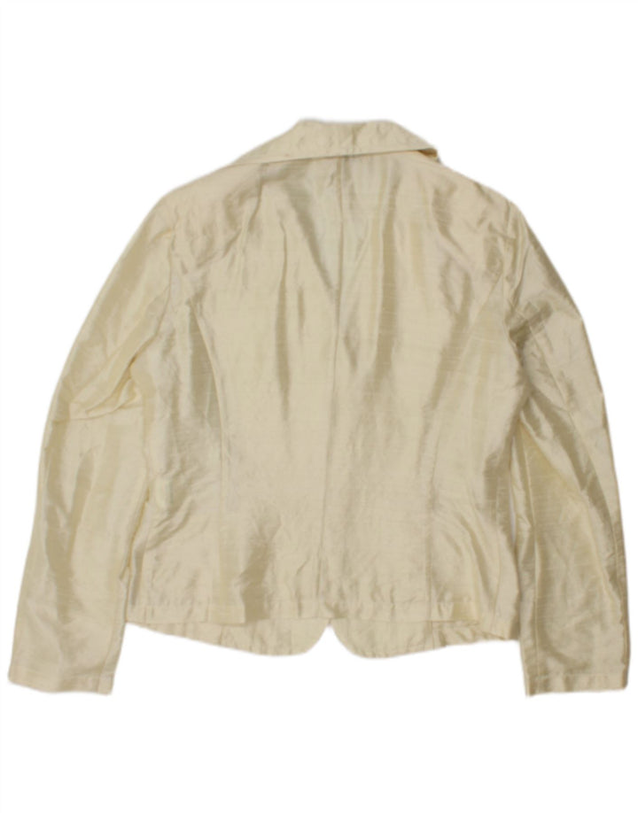 Giacca blazer vintage da donna a 2 bottoni IT 44 seta gialla media
