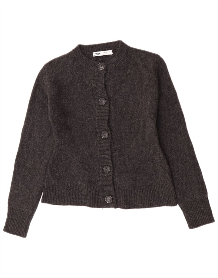 Maglione cardigan da donna Zara UK 10 piccolo grigio screziato