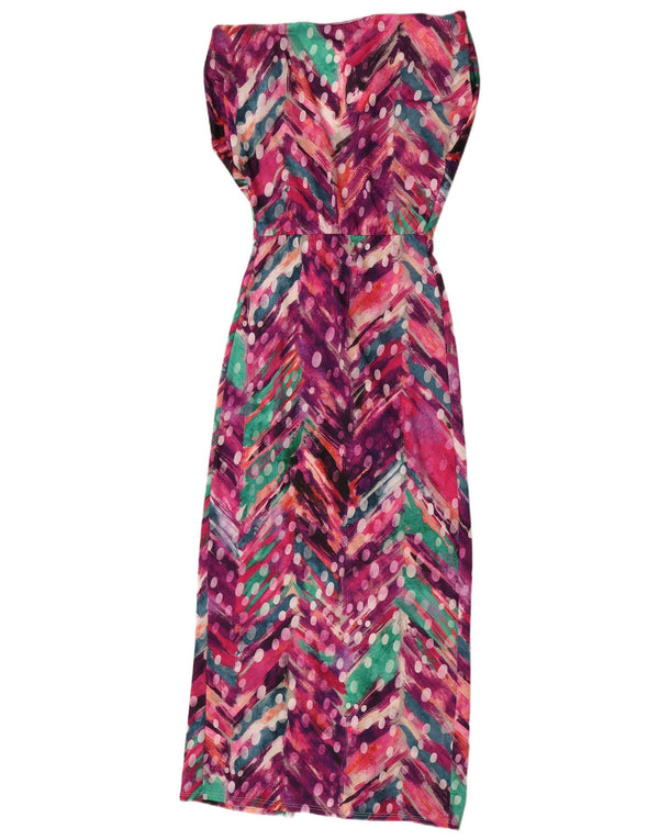 Abito tubino vintage da donna con motivo astratto UK 12 medio multicolore