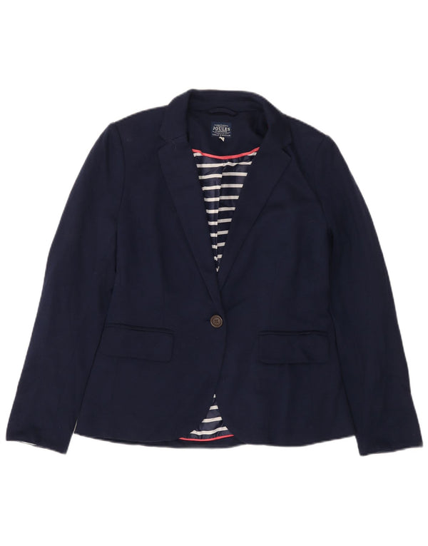 JOULES Giacca blazer da donna a 1 bottone UK 10 piccola in cotone blu navy