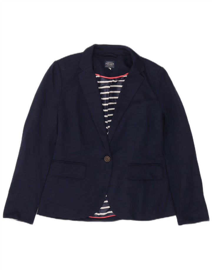 JOULES Giacca blazer da donna a 1 bottone UK 10 piccola in cotone blu navy