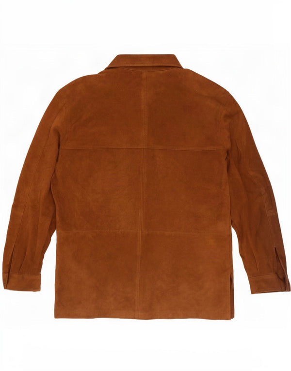 Giacca vintage oversize in pelle scamosciata da donna IT 44 in pelle marrone medio