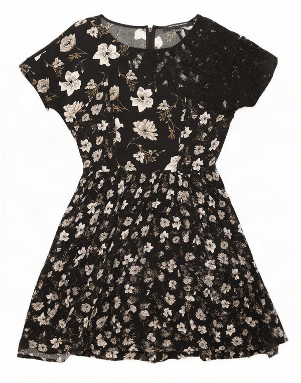 Abito a trapezio da donna French Connection UK 10 Piccolo viscosa floreale nera