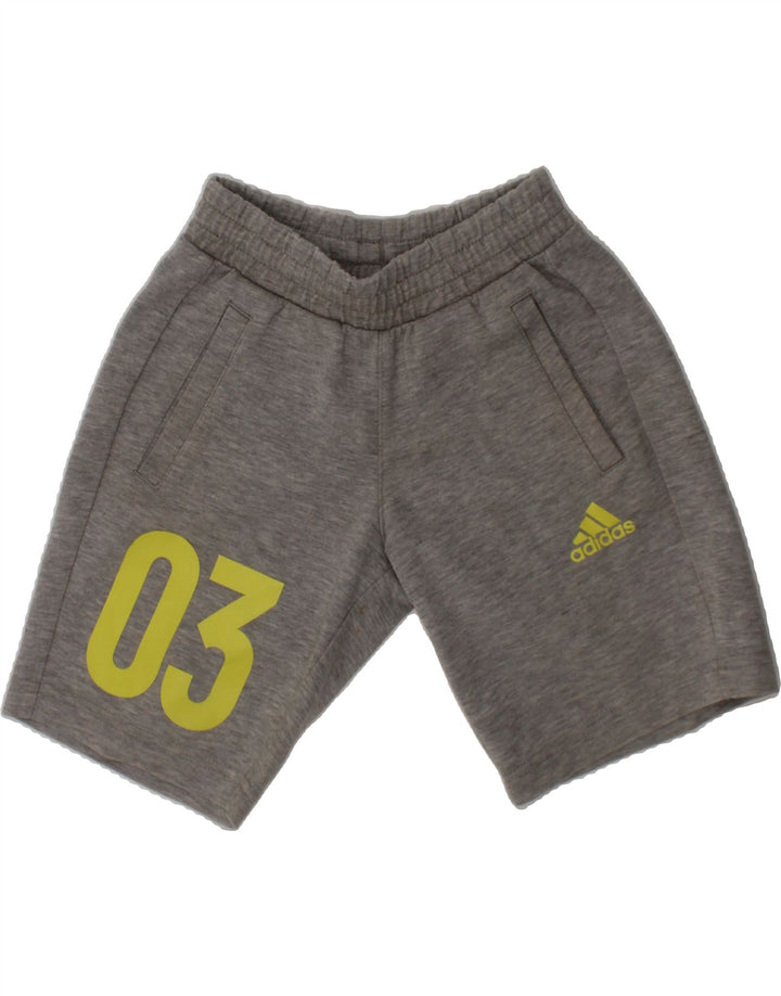 ADIDAS Boys Graphic Sport Shorts 4-5 Years  Grey Cotton Vintage Adidas and Second-Hand Adidas from Messina Hembry 