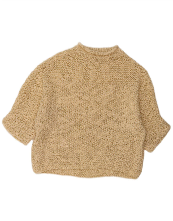 Maglione maglione girocollo oversize da donna VINTAGE UK 18 XL bianco sporco