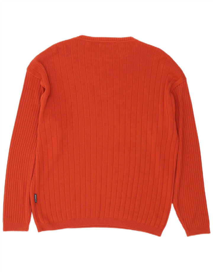 Maglione da uomo girocollo Lerros in cotone a righe arancione medio