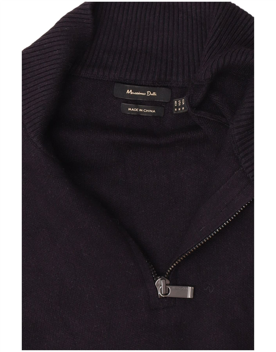 Maglione maglione da uomo con zip e collo Massimo Dutti blu navy medio