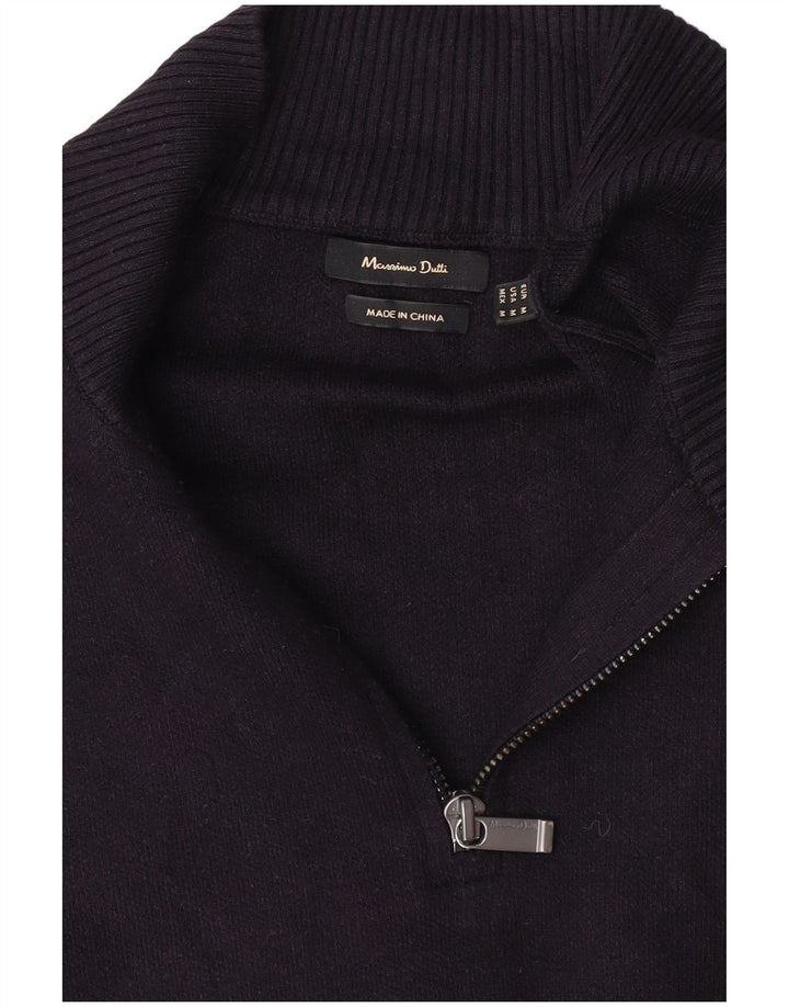 Maglione maglione da uomo con zip e collo Massimo Dutti blu navy medio
