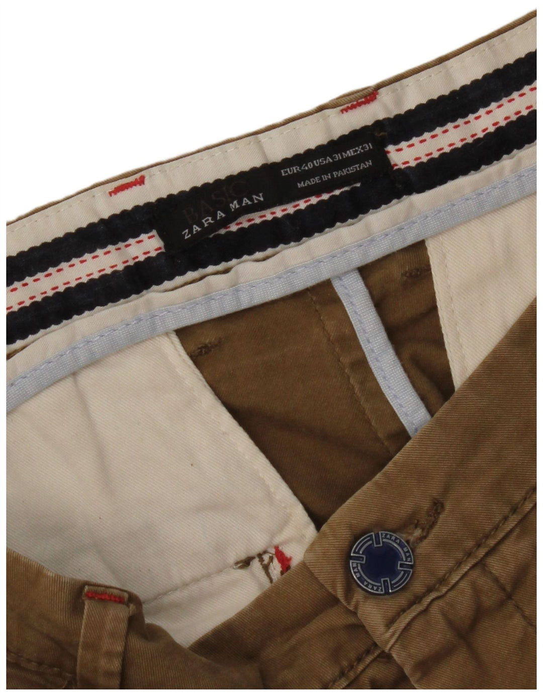 Pantaloni chino slim da uomo Zara EU 40 medi W31 L33 Marrone