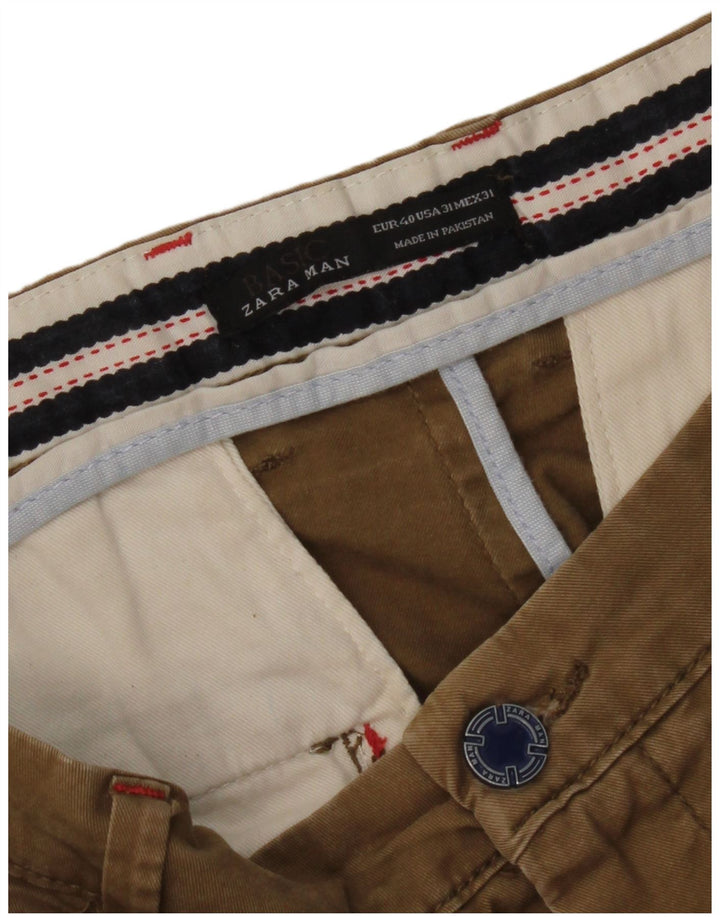 Pantaloni chino slim da uomo Zara EU 40 medi W31 L33 Marrone