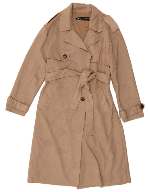Trench da donna Zara UK 14 Poliestere beige medio