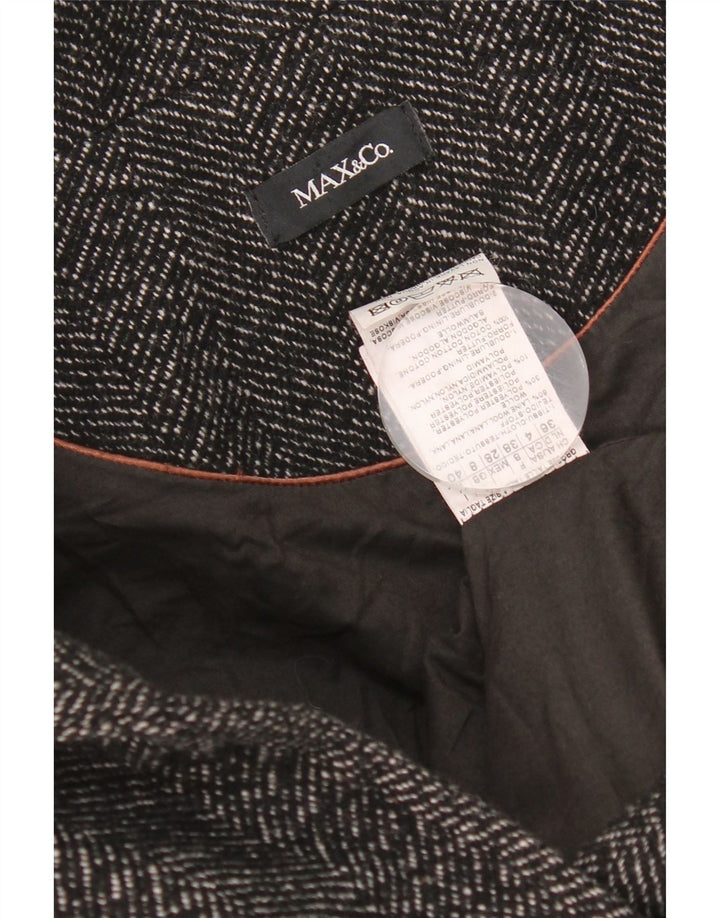 Cappotto da marinaio da donna Max & Co. UK 8 piccolo in lana a spina di pesce nera