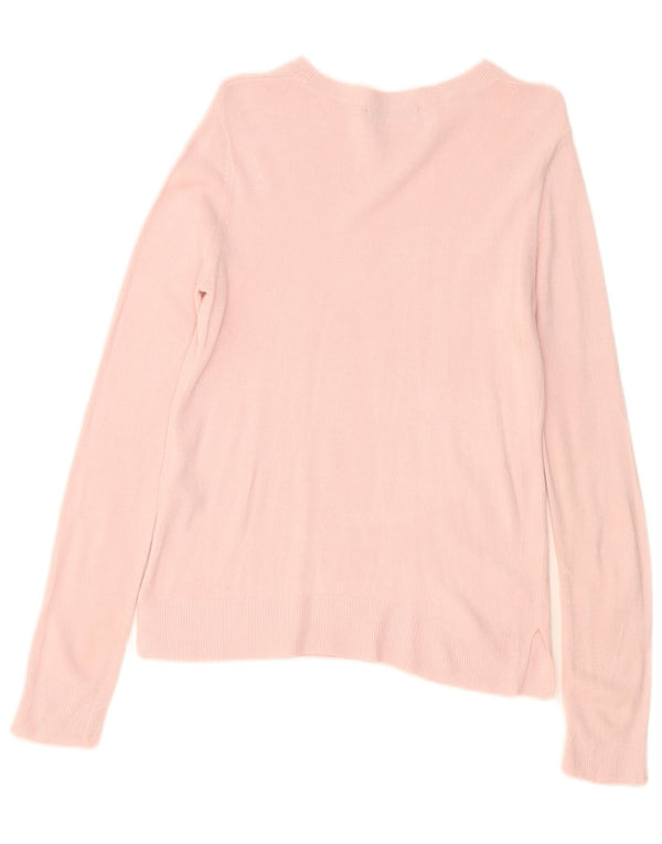 Maglione maglione con scollo a barca da donna Marks & Spencer UK 10 piccolo acrilico rosa