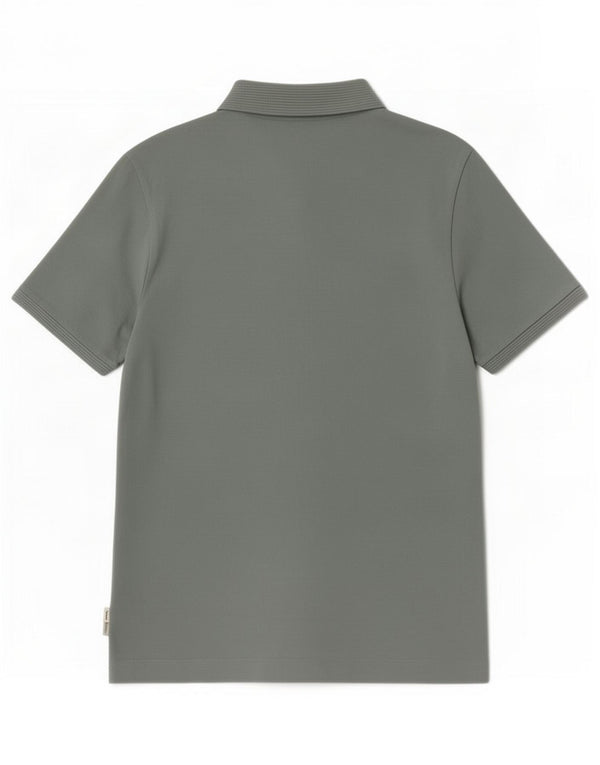 Polo da uomo Marks & Spencer con collo e zip autografato in cotone verde medio