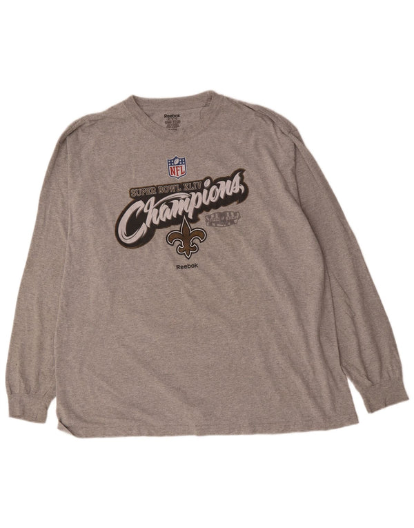 Reebok Uomo New Orleans Saints Graphic Top manica lunga 2XL Grigio chiazzato