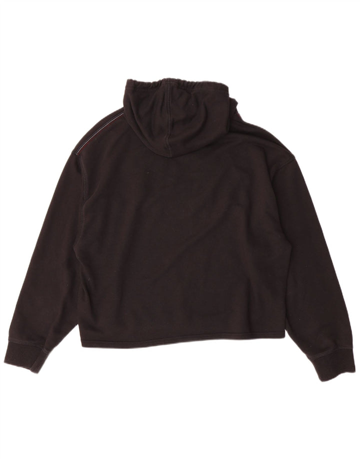 TOMMY HILFIGER Womens Oversized Graphic Hoodie Jumper UK 14 Medium Black