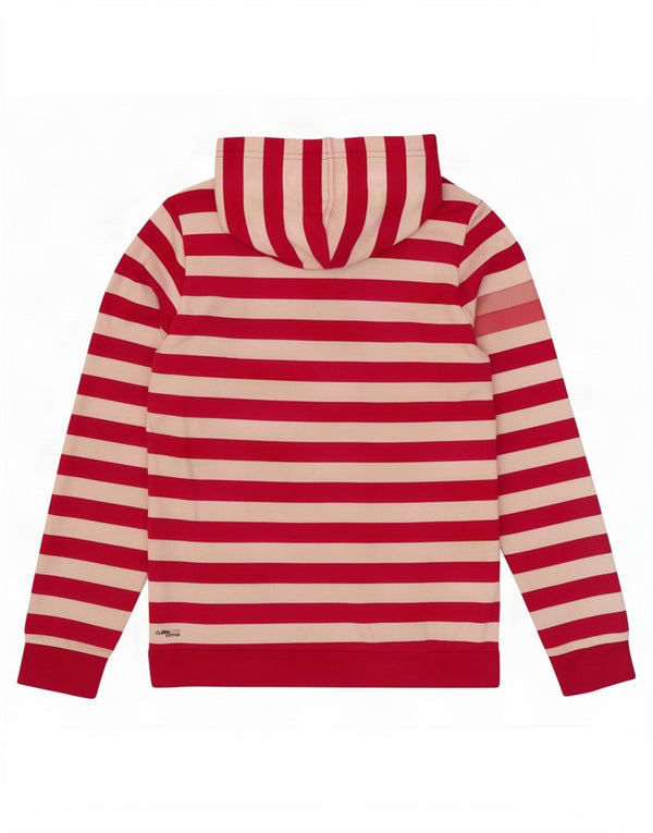 Adidas Womens Climalite Hoodie Jumper UK 14 Medium Pink Striped Cotton