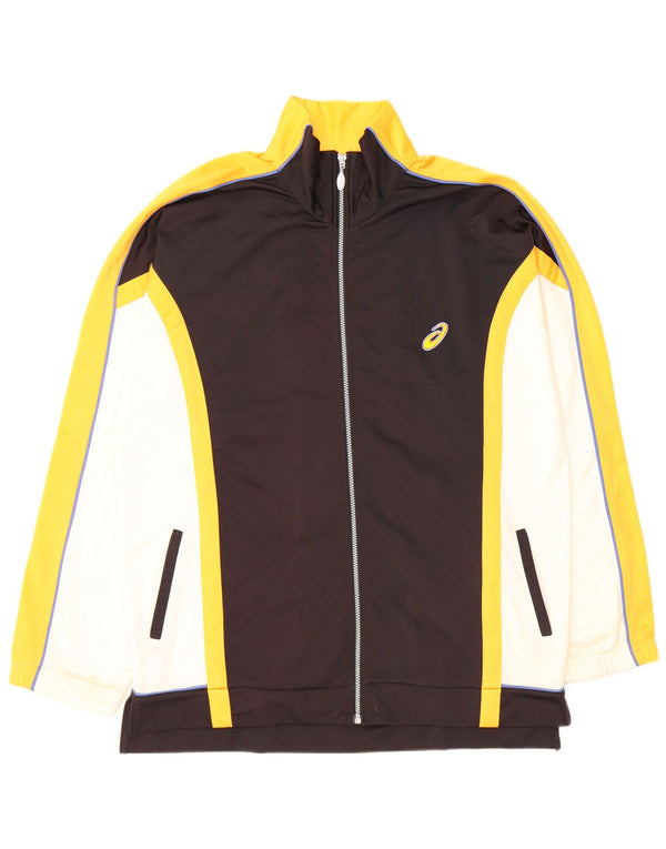 ASICS Mens Graphic Tracksuit Top Jacket XL Black Colourblock Polyester