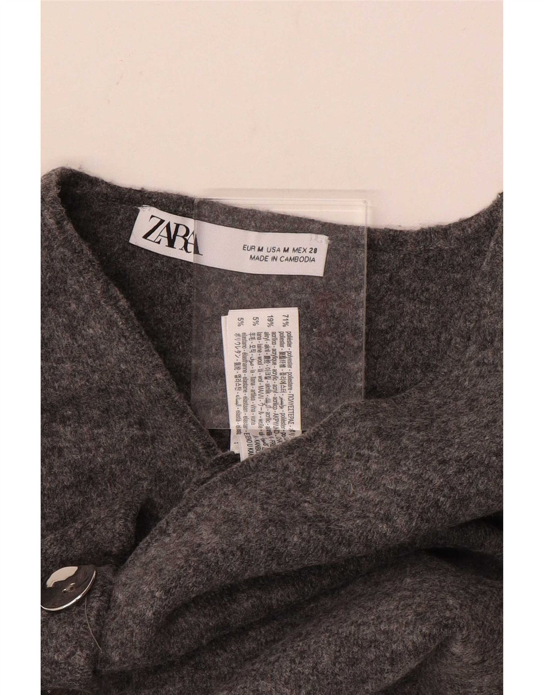 Gilet lavorato a maglia da donna Zara UK 12 Poliestere grigio medio