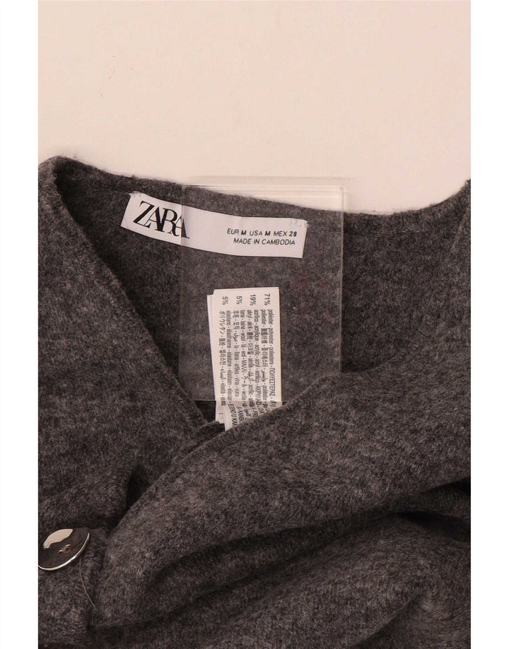 Gilet lavorato a maglia da donna Zara UK 12 Poliestere grigio medio