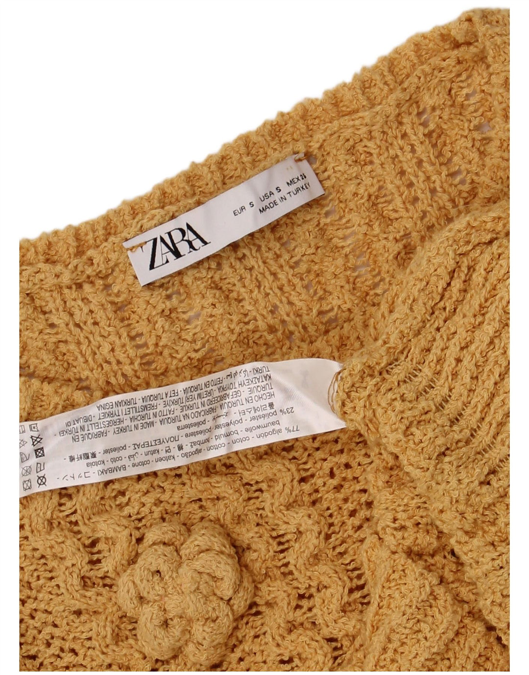 Maglione maglione oversize con scollo a barca da donna Zara UK 10 piccolo beige floreale