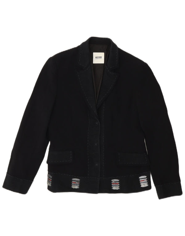 Giacca Blazer Moschino da donna economica e chic UK 12 Medium Black Rayon
