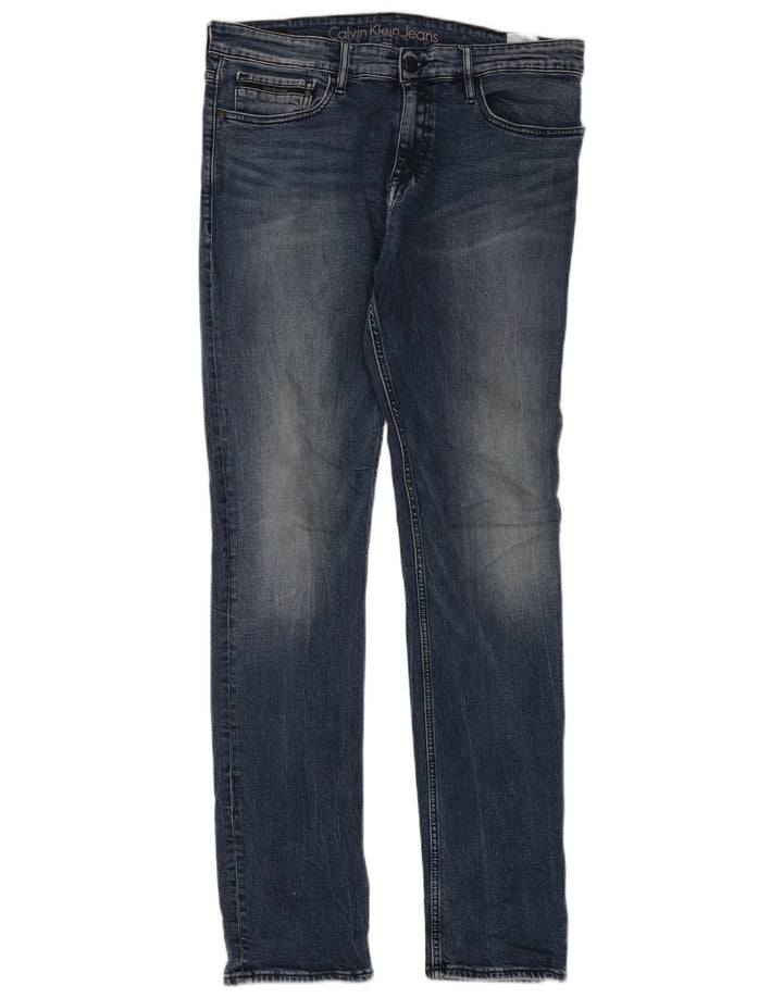 Jeans slim da uomo Calvin Klein W34 L34 cotone blu