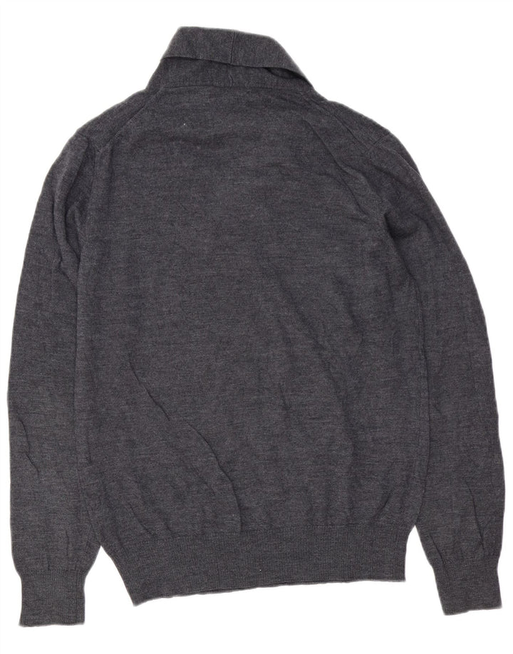 Maglione Zara da uomo con collo a scialle grande in lana grigia