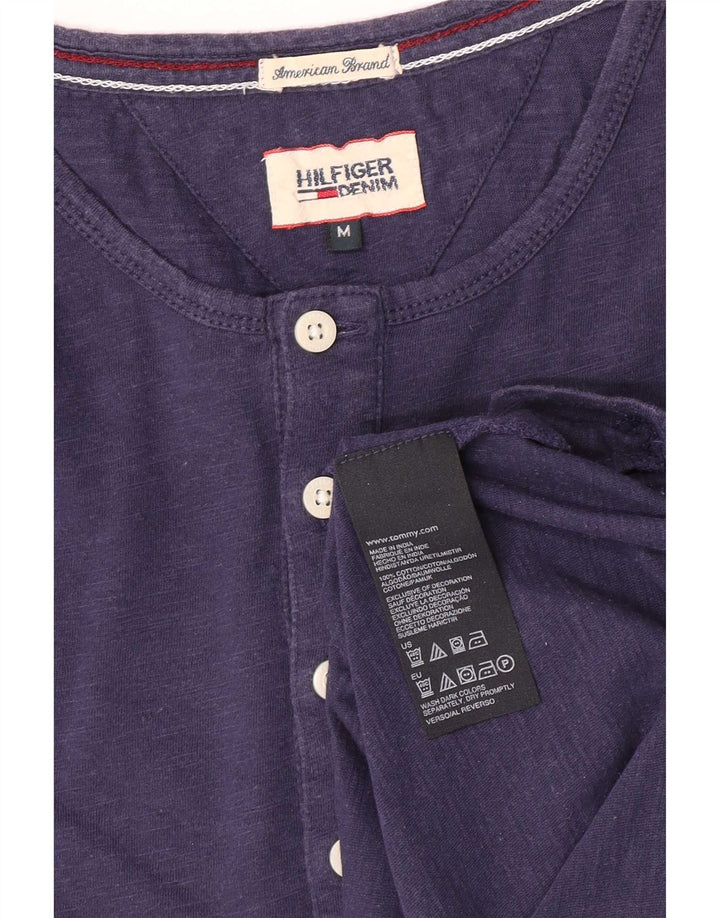 Tommy Hilfiger Henley Top da uomo a maniche lunghe in cotone blu navy medio