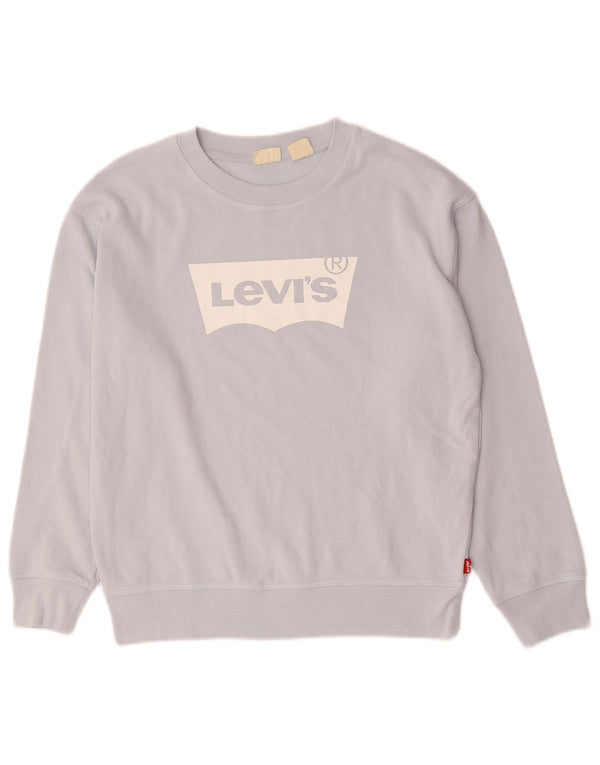 LEVI'S Felpa con grafica oversize da donna UK 6 XS Cotone blu