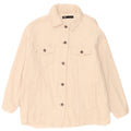 Giacca da donna oversize in velluto a coste Zara UK 16 grande in cotone beige