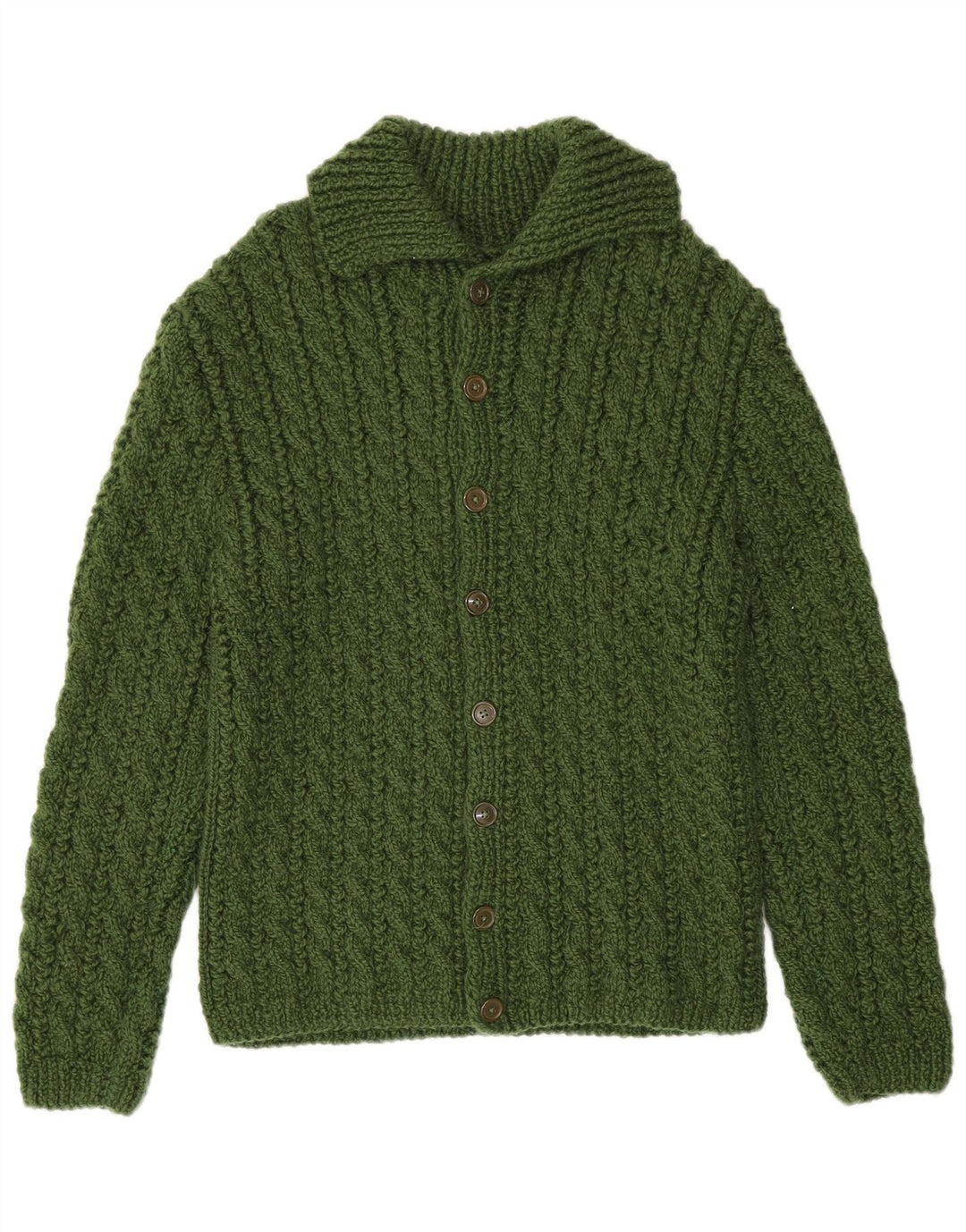 Maglione cardigan vintage da uomo piccolo verde