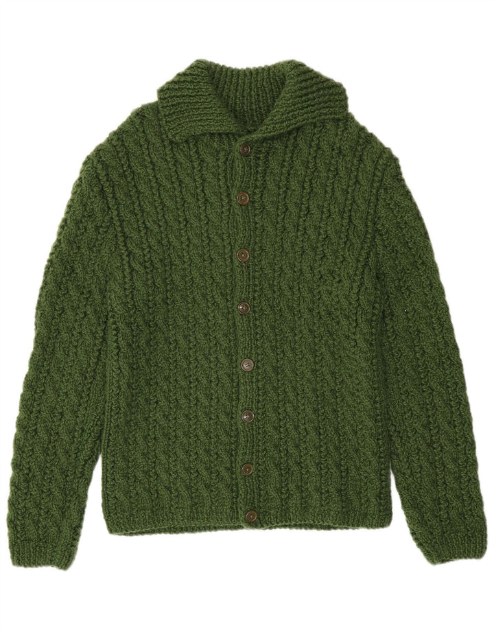 Maglione cardigan vintage da uomo piccolo verde