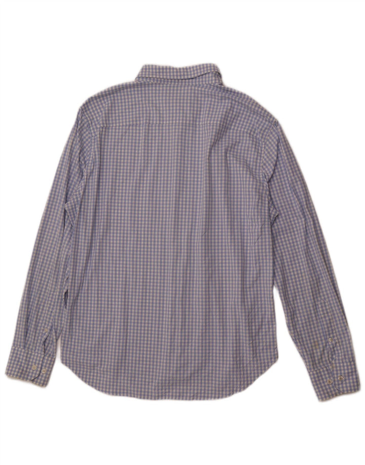 BONOBOS Camicia da uomo con vestibilità atletica, grande nylon a quadretti blu