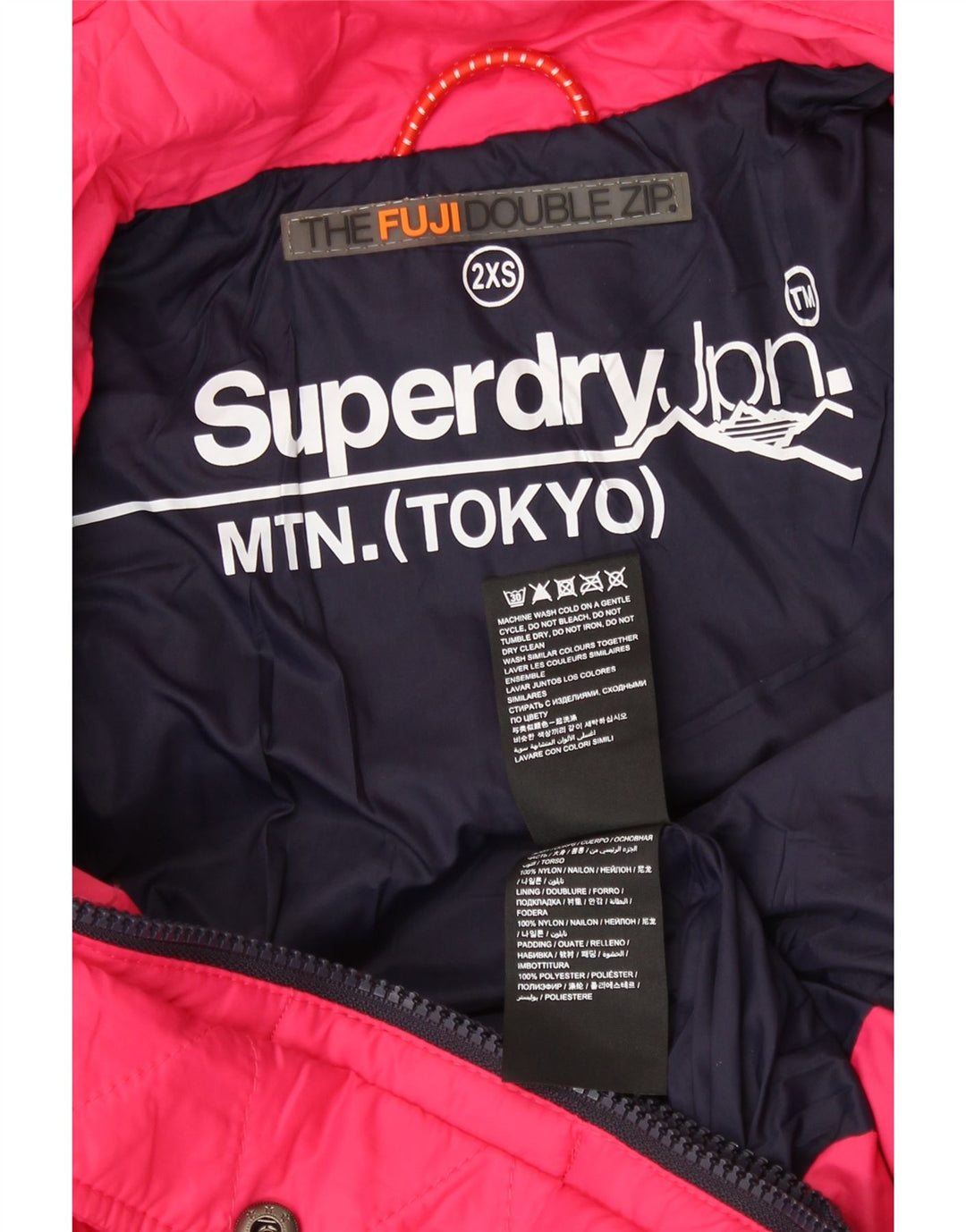 Giacca imbottita con cappuccio da donna SUPERDRY UK 2 2XS nylon rosa