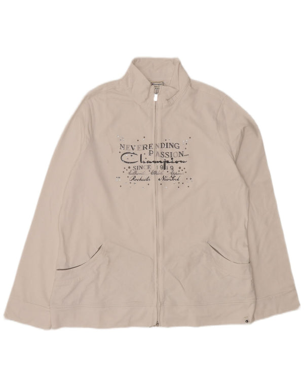 CHAMPION Giacca da tuta grafica Easy Fit da donna UK 16 Large Bianca