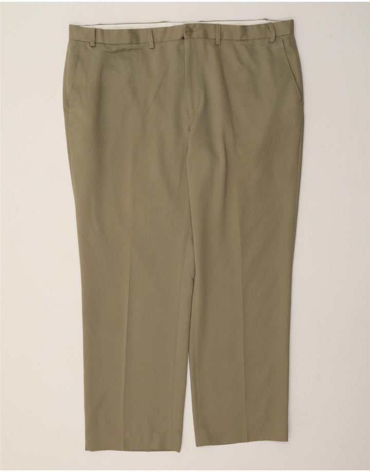 Pantaloni chino dritti da uomo Marks & Spencer W44 L31 poliestere beige