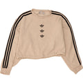 ADIDAS Womens Oversized Crop Graphic Sweatshirt Jumper UK 8 Small  Beige Vintage Adidas and Second-Hand Adidas from Messina Hembry 