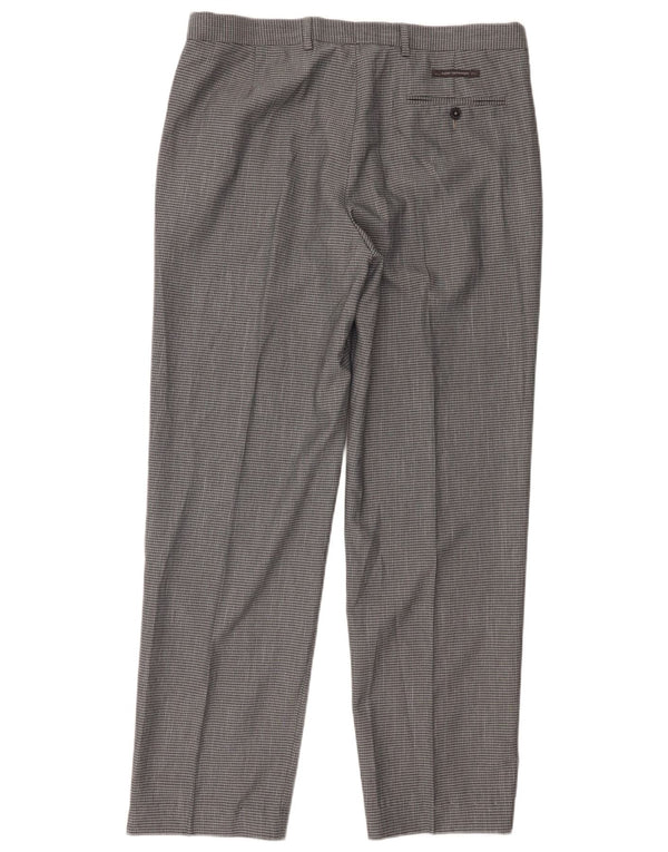 Pantaloni da abito vestibilità regolare Marks & Spencer da uomo W36 L29 Poliestere a quadri grigi