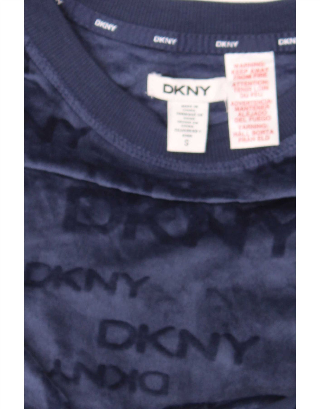 Dkny Felpa con grafica oversize da donna UK 10 Small Blu Navy