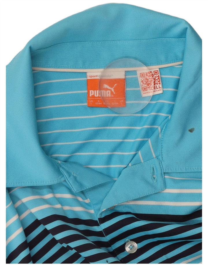 Polo PUMA da uomo a righe grandi blu